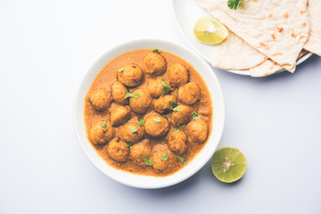 Masala Soya Chunk Curry made using Soyabean nuggets and spices - protein rich food from India