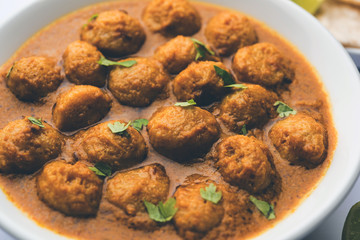 Masala Soya Chunk Curry made using Soyabean nuggets and spices - protein rich food from India