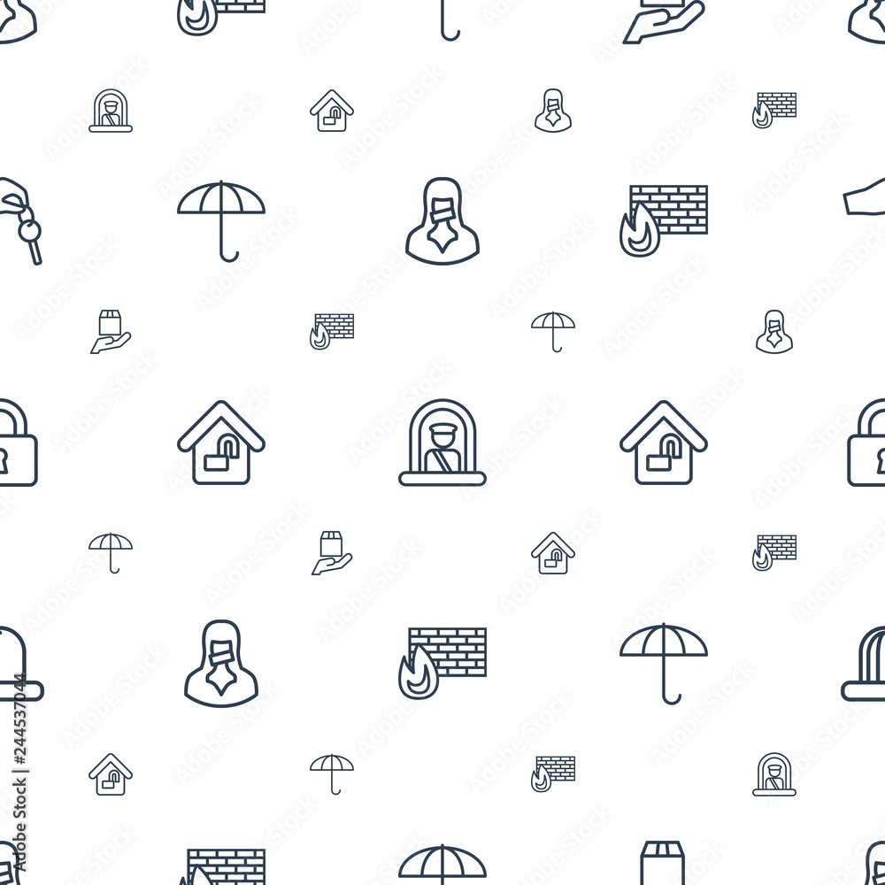 Poster security icons pattern seamless white background