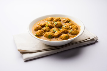 Masala Soya Chunk Curry made using Soyabean nuggets and spices - protein rich food from India