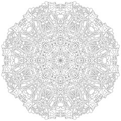 Hand drawn zentangle mandala for coloring page.
