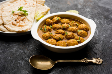 Masala Soya Chunk Curry made using Soyabean nuggets and spices - protein rich food from India