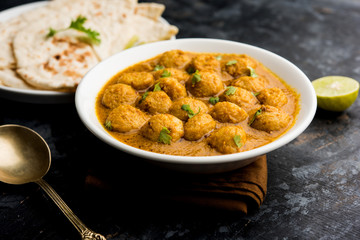 Masala Soya Chunk Curry made using Soyabean nuggets and spices - protein rich food from India