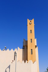 Loudspeakers at a historic building for the Muslim Adhan call to prayer, Saudi Arabia