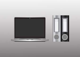 Laptop folders on a light gray background. Vector illustration for your design.