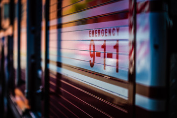 Fire engine standing by at the station