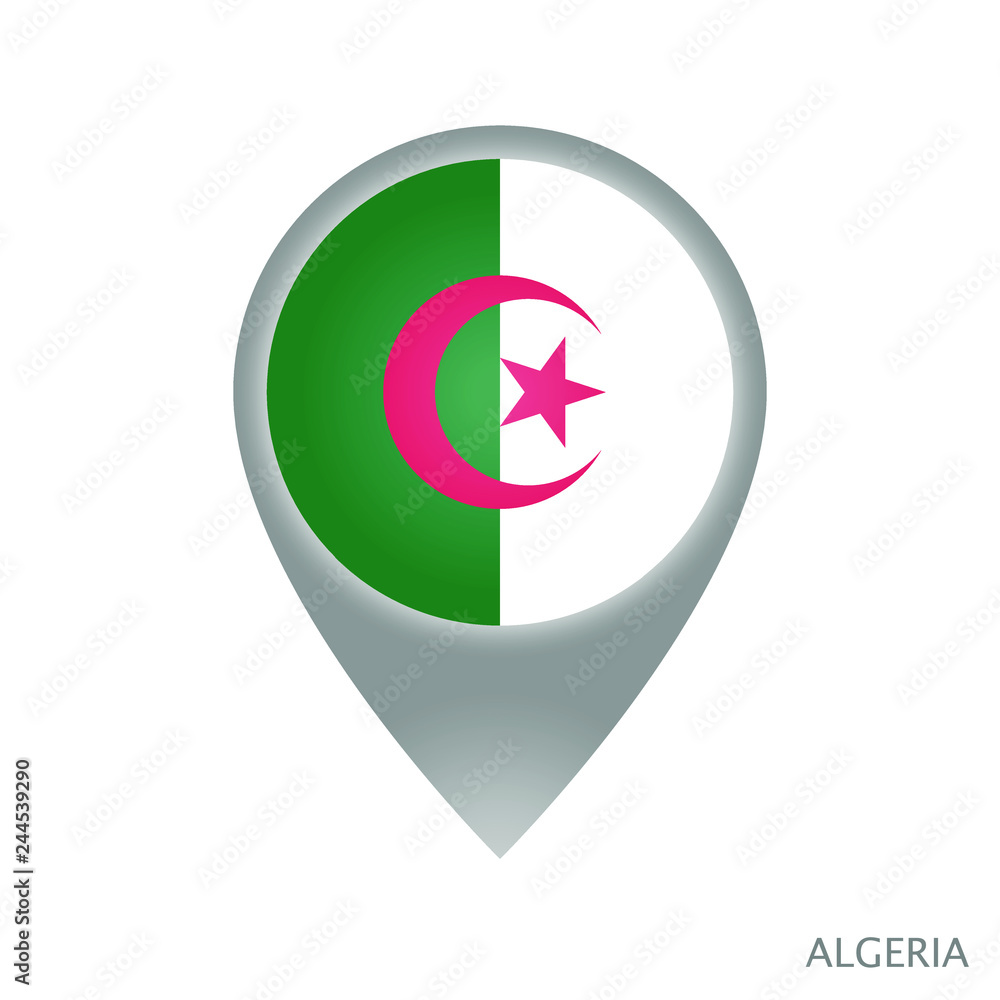 Canvas Prints map index with the flag of algeria. colorful pointer icon for map. vector illustration. - Canvas Prints