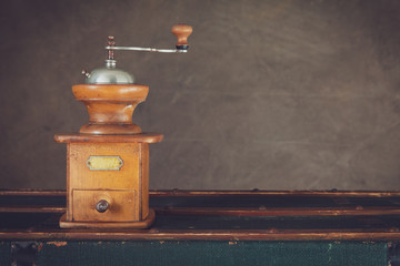 vintage coffee mill with copy space