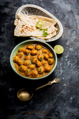 Masala Soya Chunk Curry made using Soyabean nuggets and spices - protein rich food from India