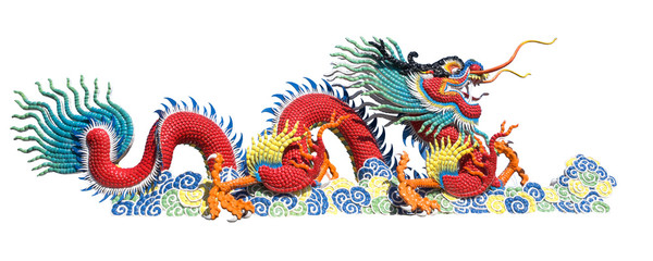 Colorful Chinese dragon on white background