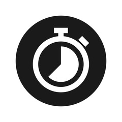 Stopwatch icon flat black round button vector illustration