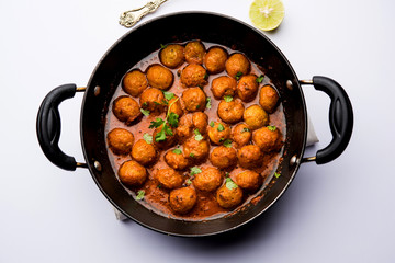 Masala Soya Chunk Curry made using Soyabean nuggets and spices - protein rich food from India
