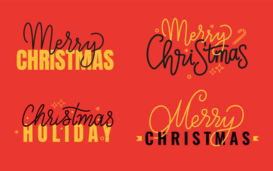 Merry Christmas Xmas Holiday Inscription Lettering
