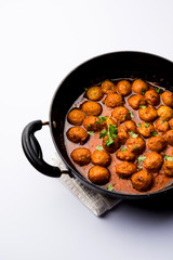 Masala Soya Chunk Curry made using Soyabean nuggets and spices - protein rich food from India