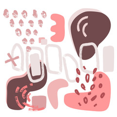 Red stylish digital geometric background with different shapes.	