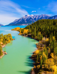  The emerald water of the Abraham lake