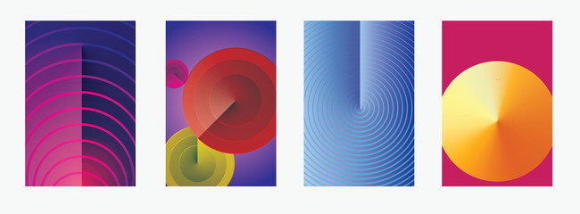 Minimal vector covers design. Round gradient shapes composition.