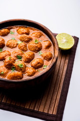 Masala Soya Chunk Curry made using Soyabean nuggets and spices - protein rich food from India