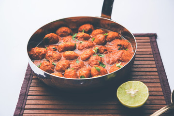 Masala Soya Chunk Curry made using Soyabean nuggets and spices - protein rich food from India