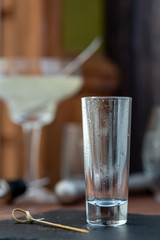 Empty wineglass on the table