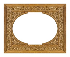 Golden frame for paintings, mirrors or photo isolated on white background