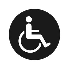 Wheelchair handicap icon flat black round button vector illustration