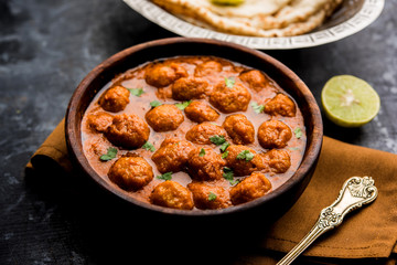 Masala Soya Chunk Curry made using Soyabean nuggets and spices - protein rich food from India