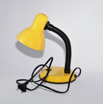 Yellow Desk Lamp On White Background