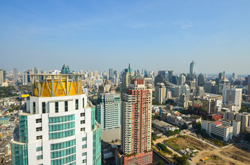 Fototapeta na wymiar Bangkok Cityscape. Aerial view on Panorama of Bangkok, Thailand