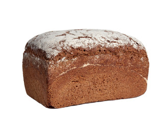 loaf of rye bread on a white background