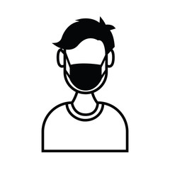 man wears industrial mask icon vector.