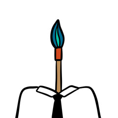 Painting brush head businessman hand drawn illustration