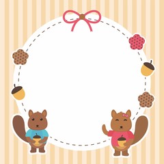 Cute frame design with squirrel cartoon 