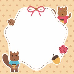 Cute frame design with squirrel cartoon 