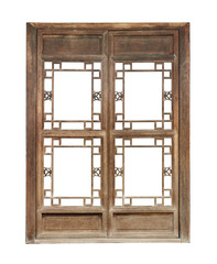 Vintage window frame, chinese style (with clipping path) isolated on white background