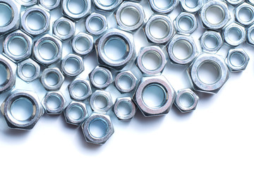 Nuts of different size isolated on white background