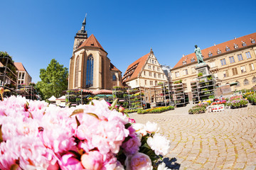 Stuttgart Schillerplatz square in spring, Germany EU