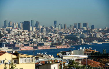 Panorama of theold part (Ortakoy) of Istanbul, Turkey