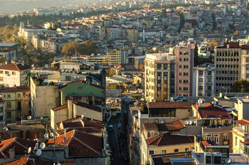 Fototapeta na wymiar Panorama of theold part (Ortakoy) of Istanbul, Turkey