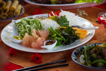 Vegetable salad with grapefruit. Healthy eating