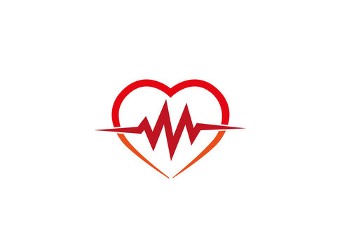 Heartbeat inside the heart, cardiology, Herzschlag  logo