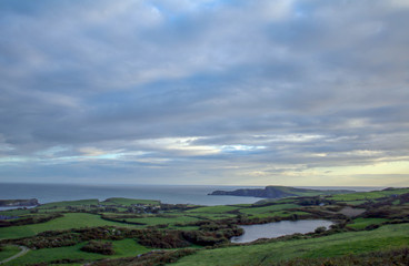 Fototapeta premium Sunset over stone circle near Castletownsend West Cork Ireland 