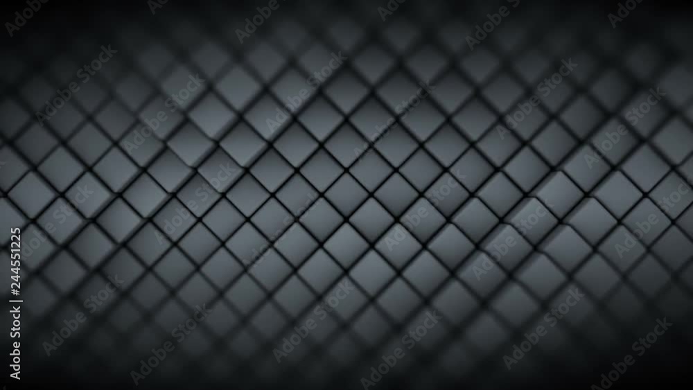 Poster wall of black rhombus shapes. abstract motion background. 3d render seamless loop animation