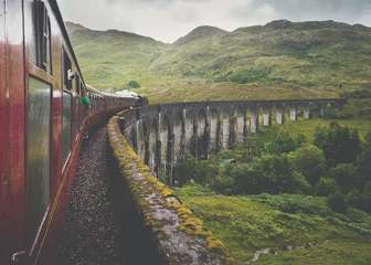 Papier Peint photo Viaduc de Glenfinnan Viaduc de Glenfinnan et le train à vapeur, Highlands, Scotland
