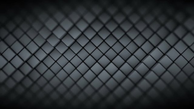 Wall of black rhombus shapes. Abstract motion background. 3D render seamless loop animation