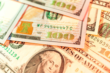 Dollars bills background. Close up cash money.