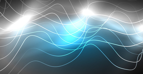 Neon lines wave background. Abstract composition