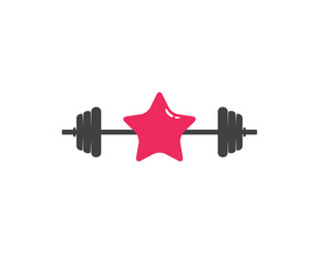 barbel fitness gym star weight lifting vector logo design