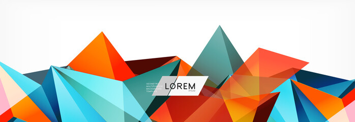 Triangle 3d polygonal art style. Future geometric design. Vector geometry futuristic illustration