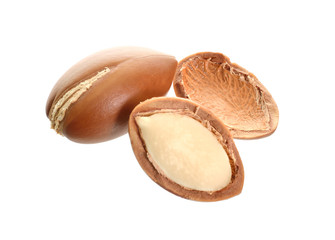 Argan seed oil. Isolated on white background